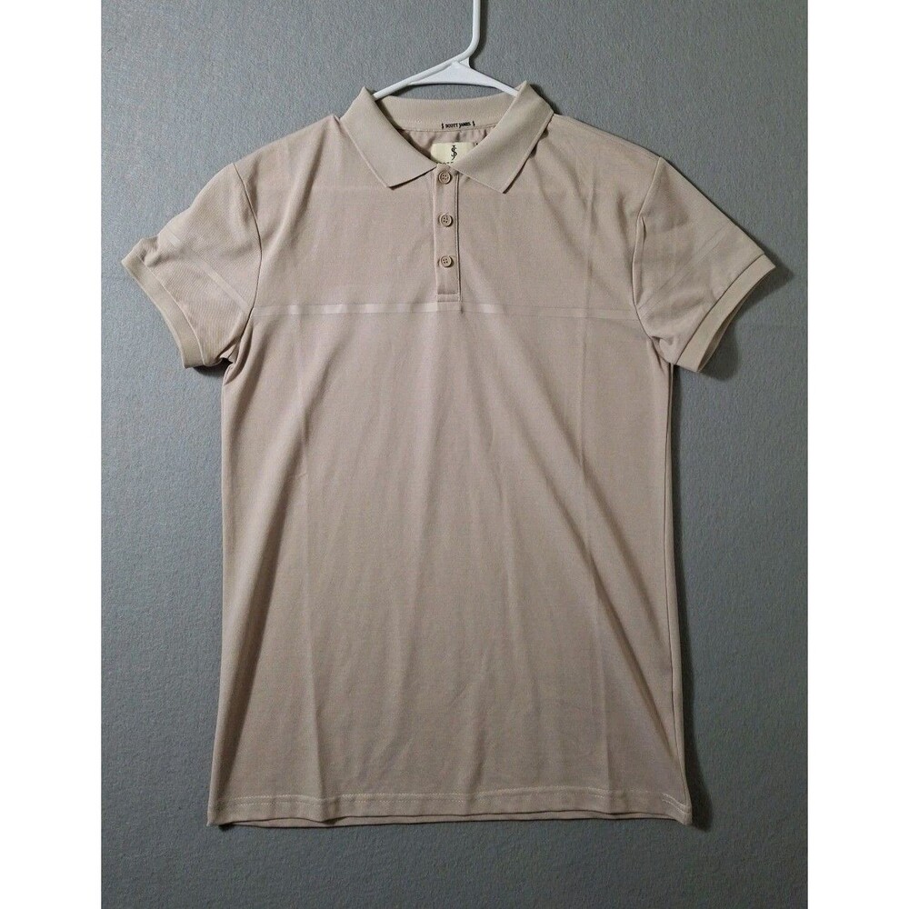 Scott James Polo Shirt Men's Small Beige Sleeve Casual Golf Business EUC